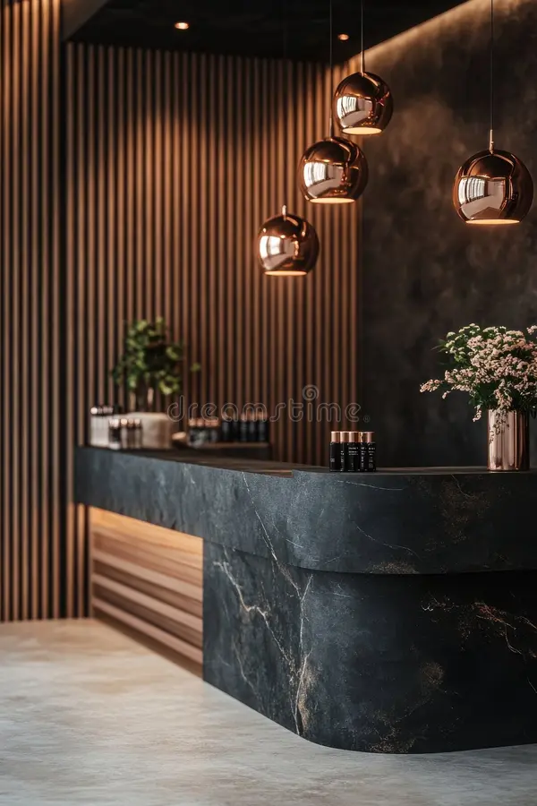 Kismet Stays Athens OK home - Greek elegant modern reception area luxury spa interior design indoor wide angle tranquility comfort focus discover stylish 376013413